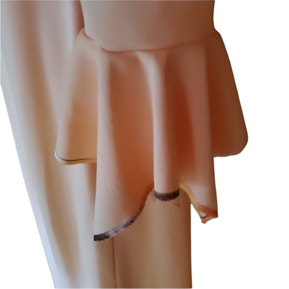 1970s Unlabeled‎ Peach Polyester Maxi Dress w/Jacke - Picture 3 of 8